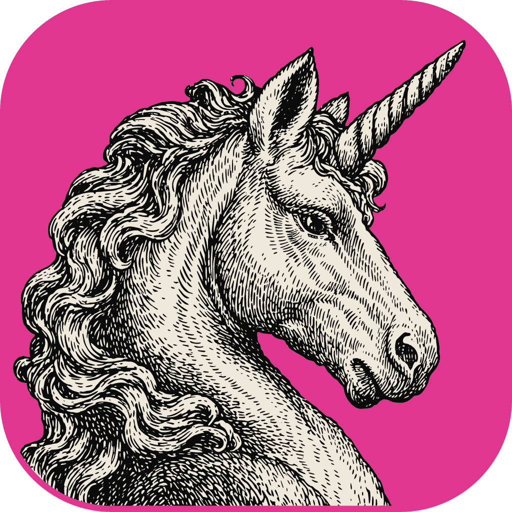 EffectCraft app icon: an engraved unicorn on EffectCraft pink (#e0368f)